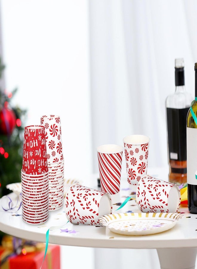 JarThenaAMCS مجموعة جارثينا إيه إم سي إس، ١٠٠ قطعة من أكواب ورقية لعيد الميلاد، سعة ٩ أونصات، بنقشة حلوى قصب السكر الحمراء المخططة، أكواب قهوة للاستخدام مرة واحدة، مثالية لمستلزمات حفلات عيد الميلاد والعطلات الشتوية - Image 5